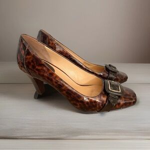 Preowned Cole Haan Tortoiseshell Patent Leather Pumps Sz 10B